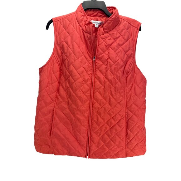 Croft & Barrow Red Quilted Vest Women’s M Zip Front Lightweight Layer - Picture 2 of 7